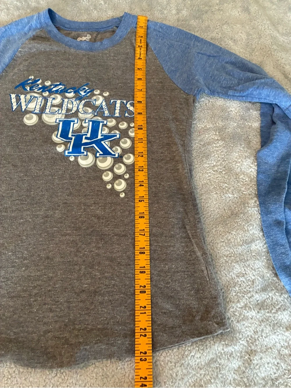 Kentucky Wildcats Girls' Raglan Long Sleeve Tee - Blue & Gray Size Large (14)